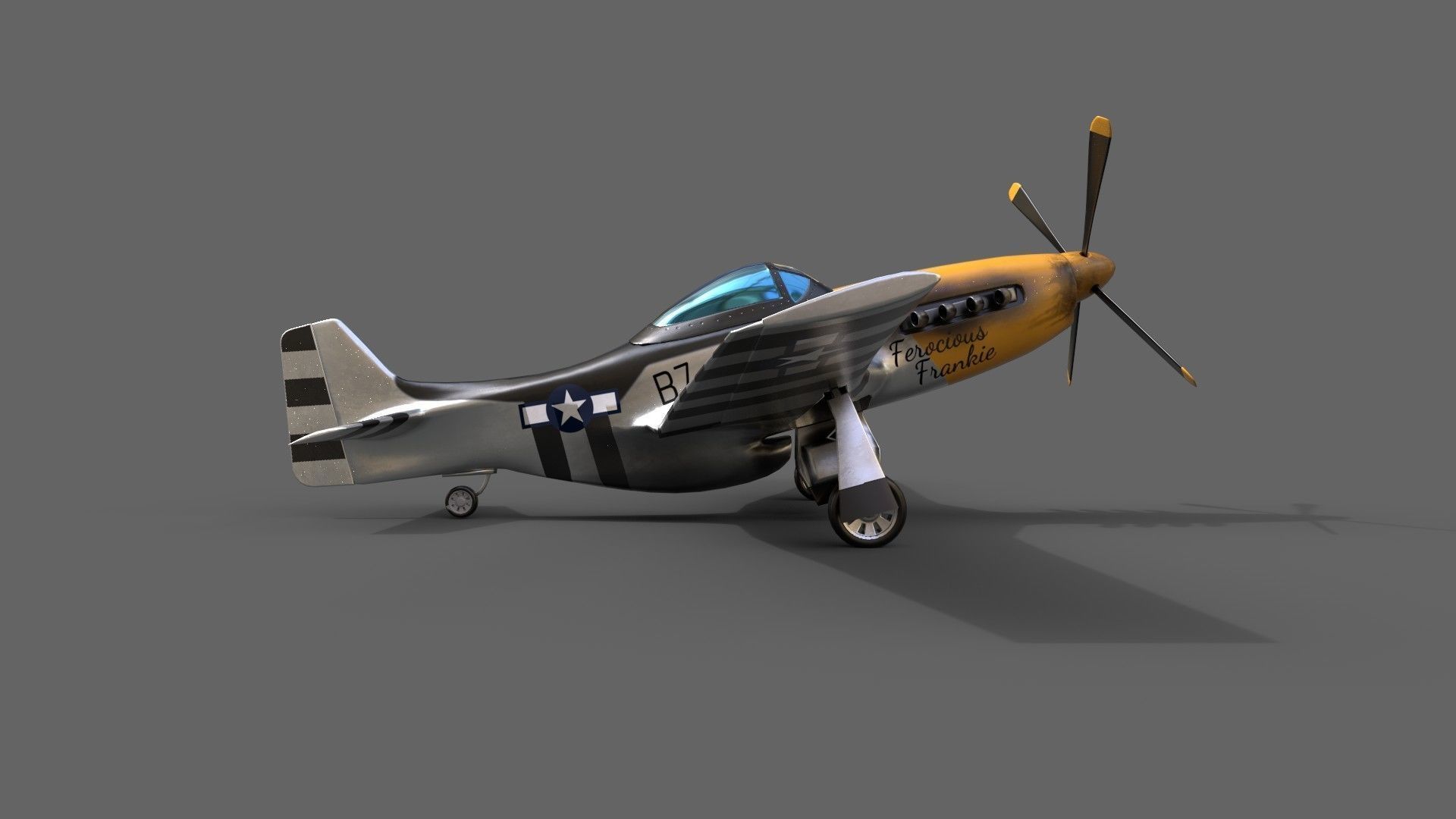 P51 Mustang 3D PBR Model Low-poly 3D model_4