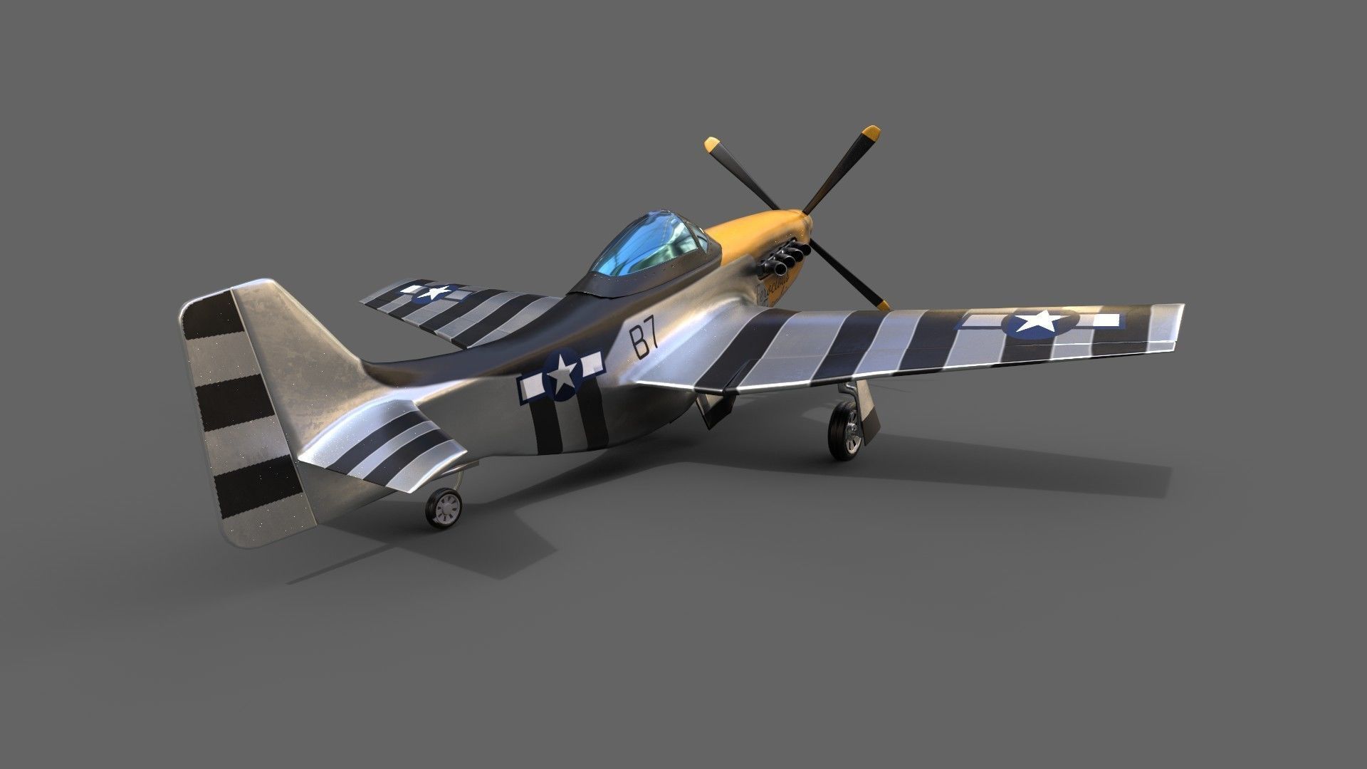 P51 Mustang 3D PBR Model Low-poly 3D model_3