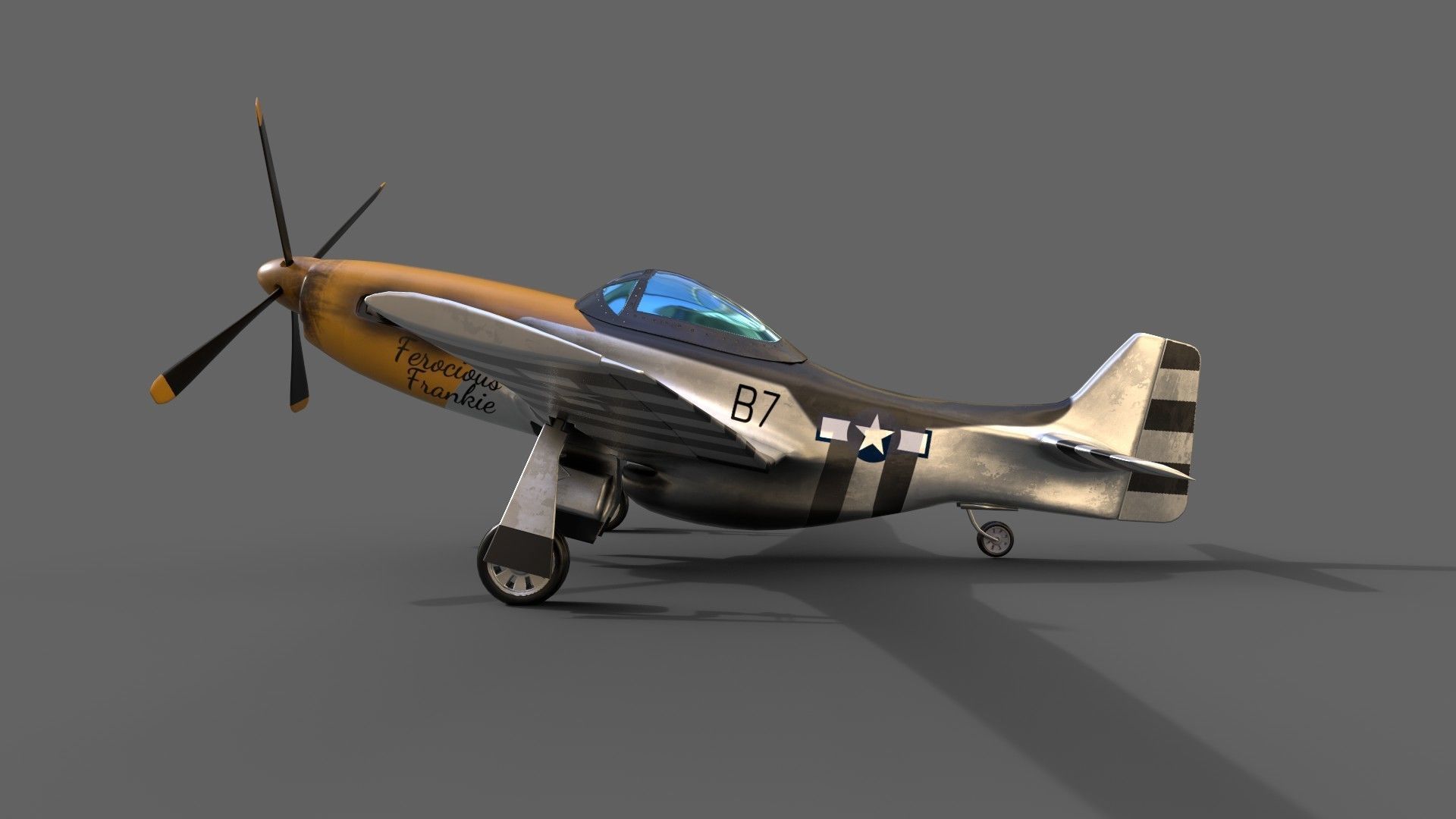 P51 Mustang 3D PBR Model Low-poly 3D model_1