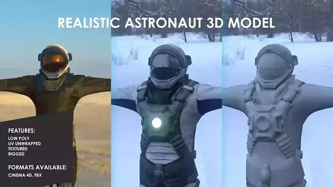 Realistic Astronaut Low-poly 3D model