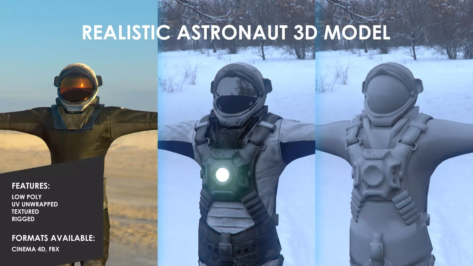 Realistic Astronaut Low-poly 3D model_0
