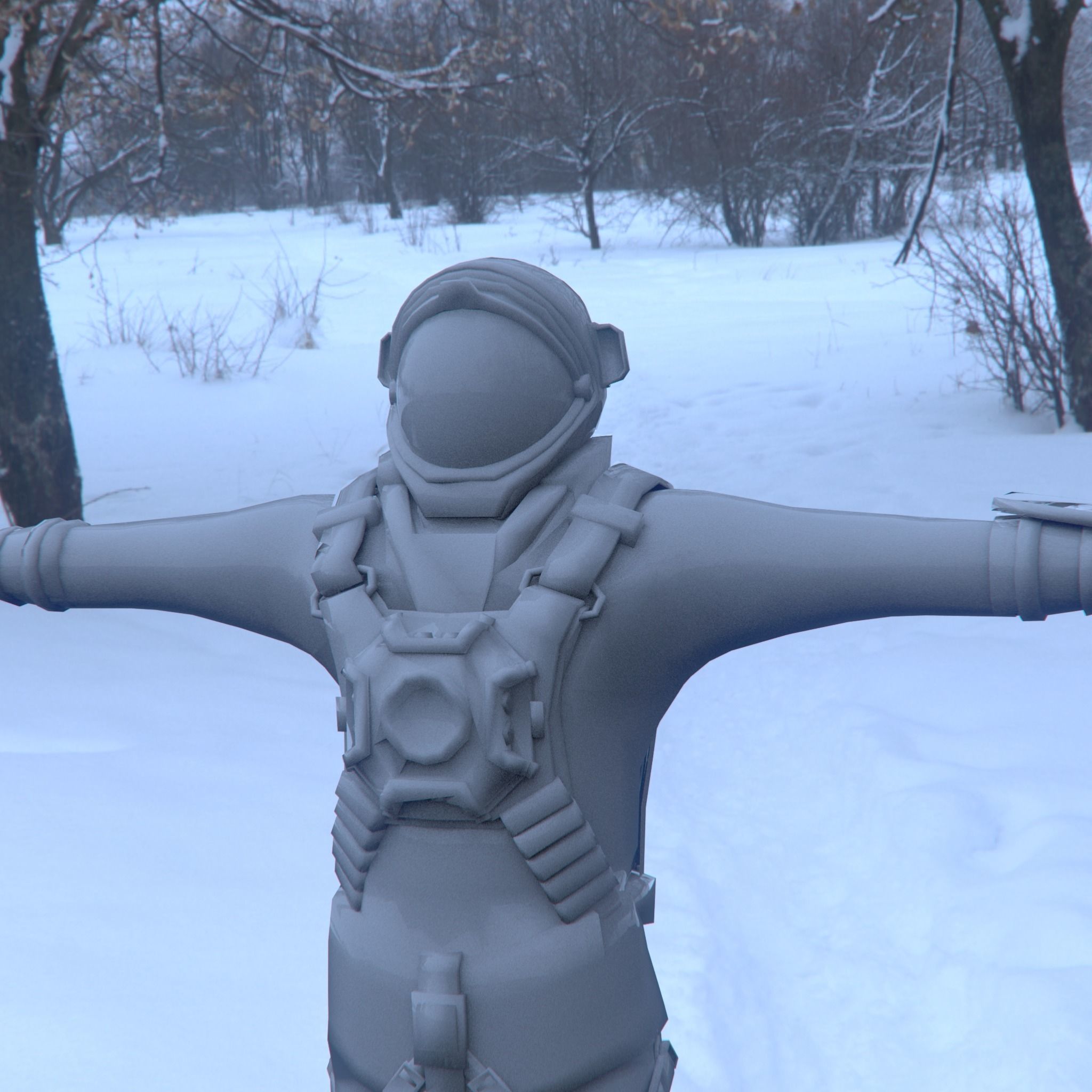 Realistic Astronaut Low-poly 3D model_5