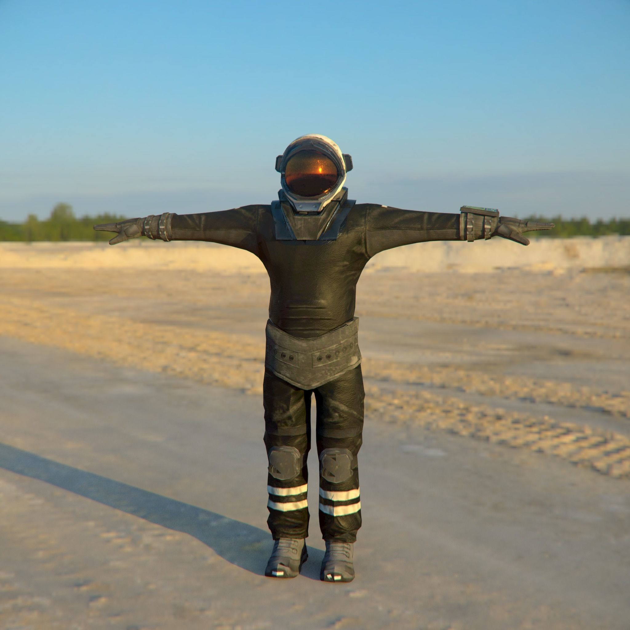 Realistic Astronaut Low-poly 3D model_3