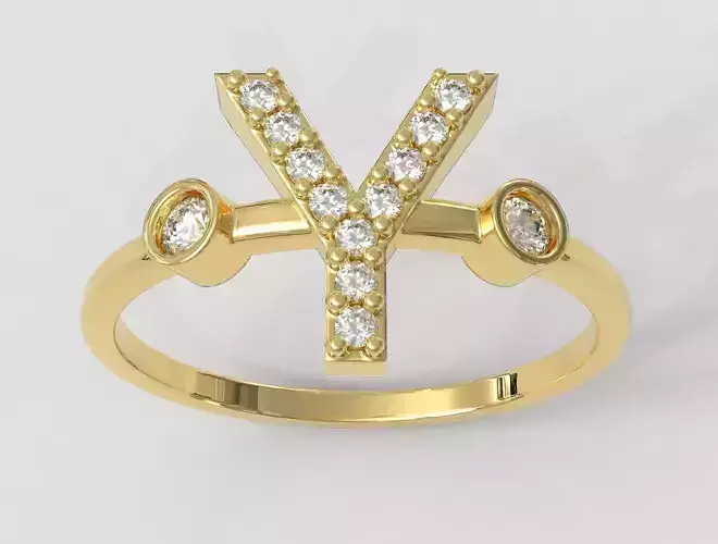 Diamond Letter Ring - Y