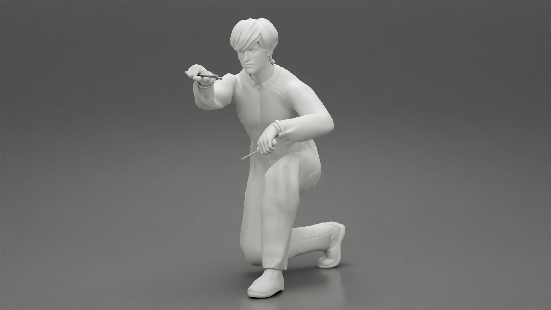 The mechanic is sitting and fixing the problems 3D print model_7