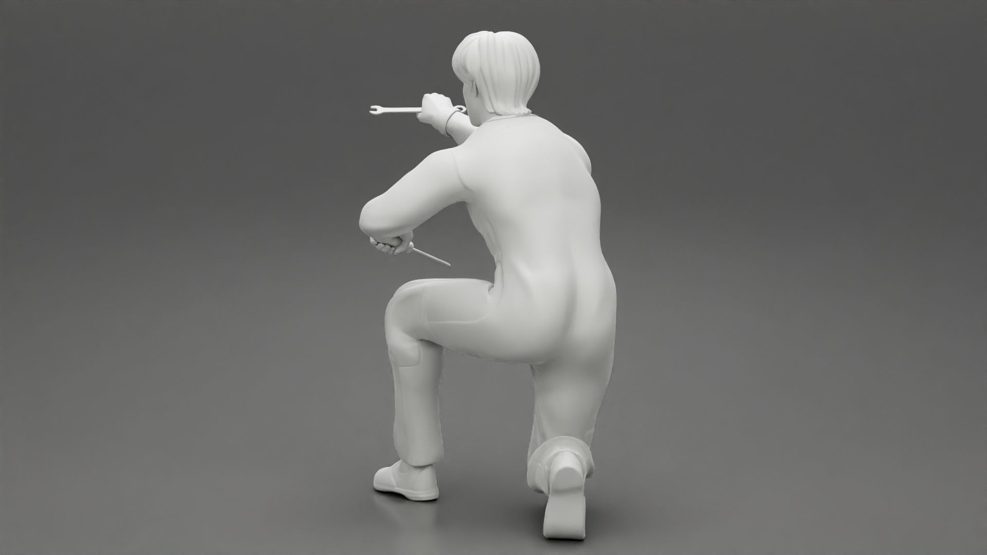 The mechanic is sitting and fixing the problems 3D print model_11