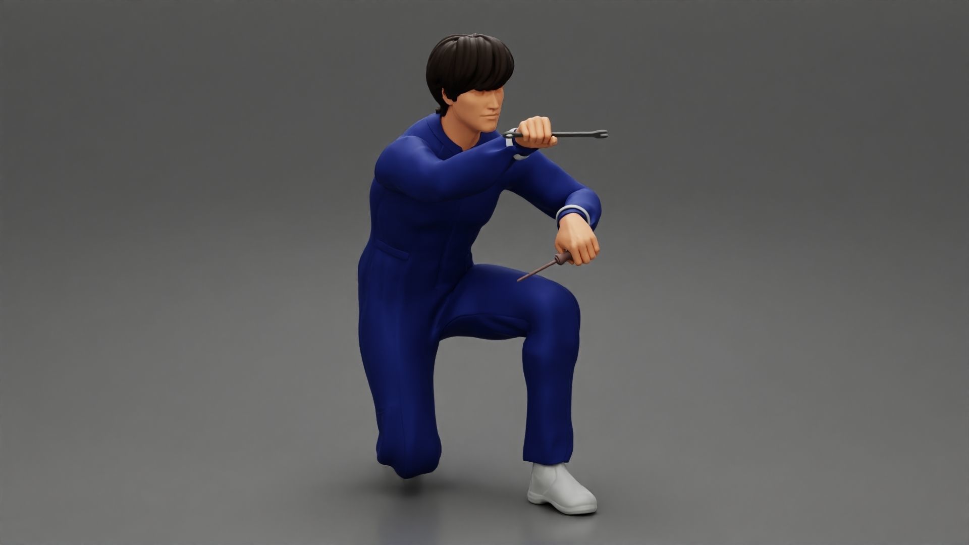 The mechanic is sitting and fixing the problems 3D print model_2