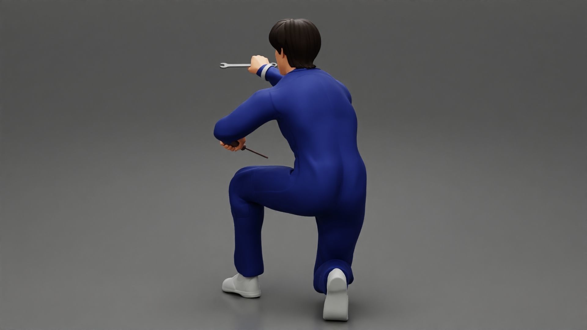 The mechanic is sitting and fixing the problems 3D print model_5