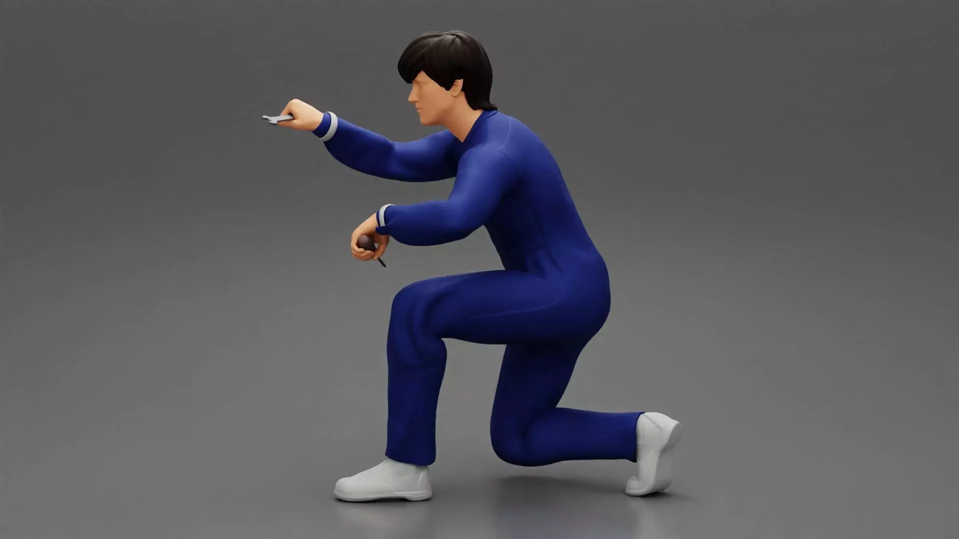 The mechanic is sitting and fixing the problems 3D print model_0