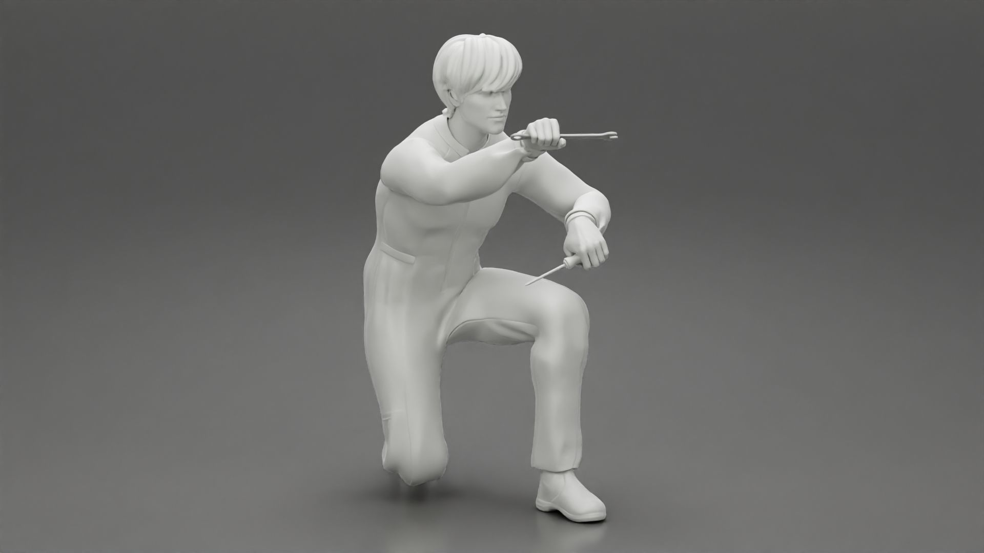 The mechanic is sitting and fixing the problems 3D print model_8