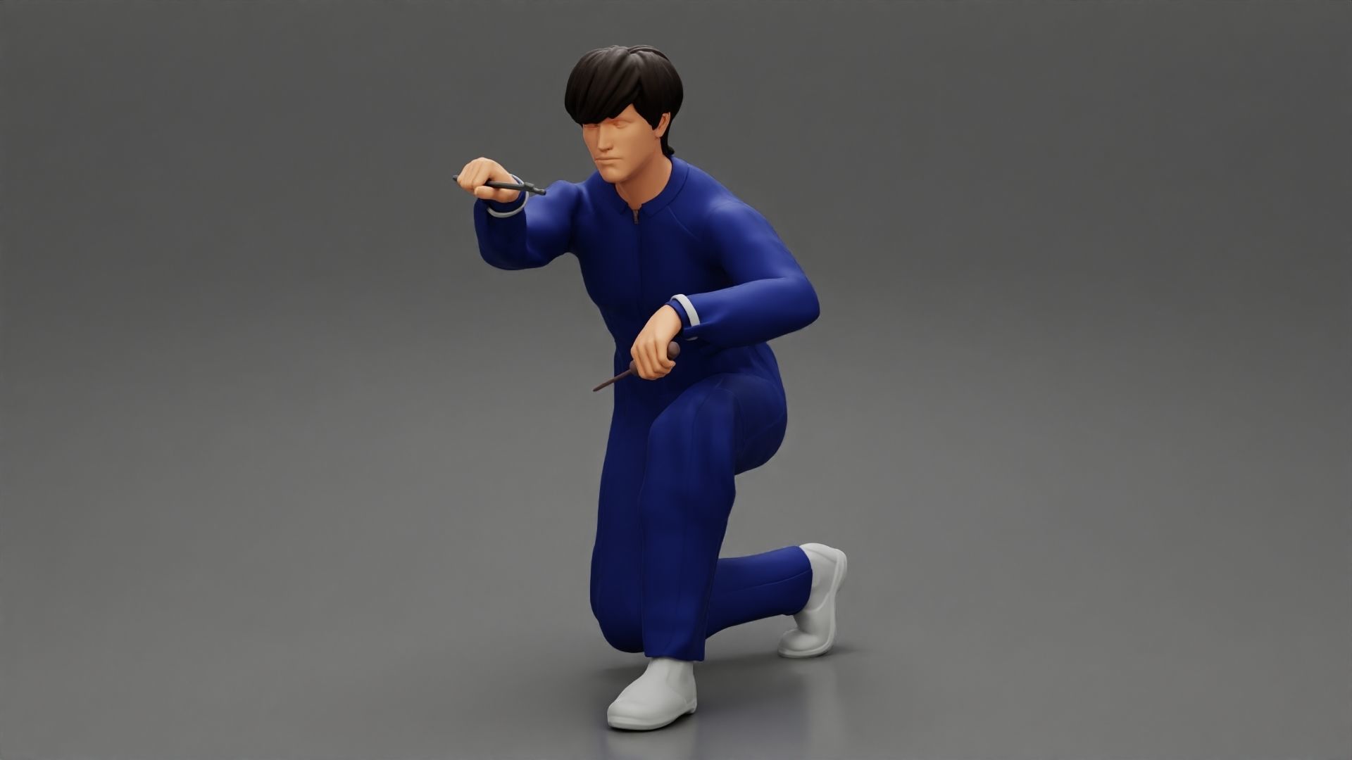 The mechanic is sitting and fixing the problems 3D print model_1