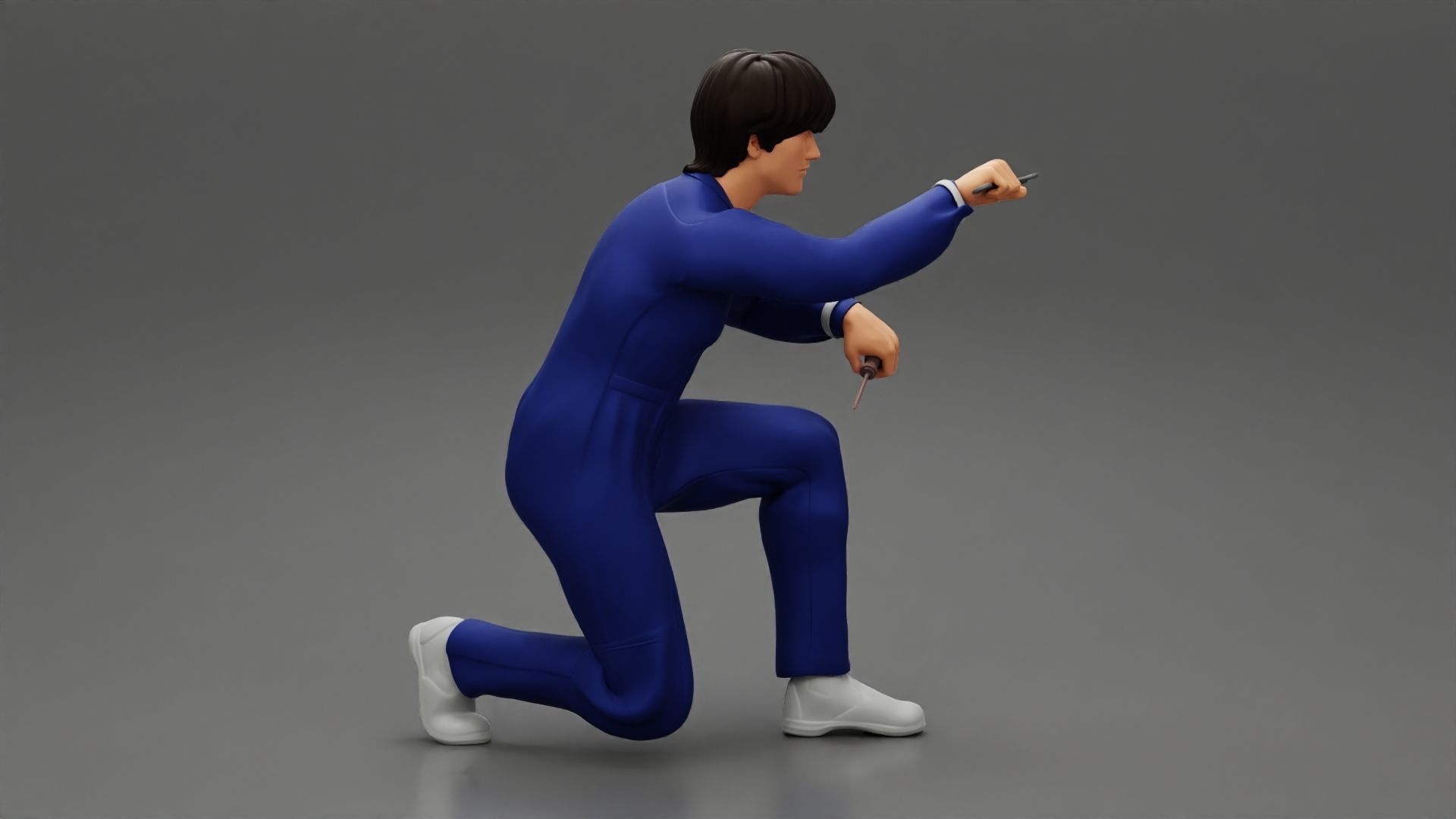 The mechanic is sitting and fixing the problems 3D print model_3