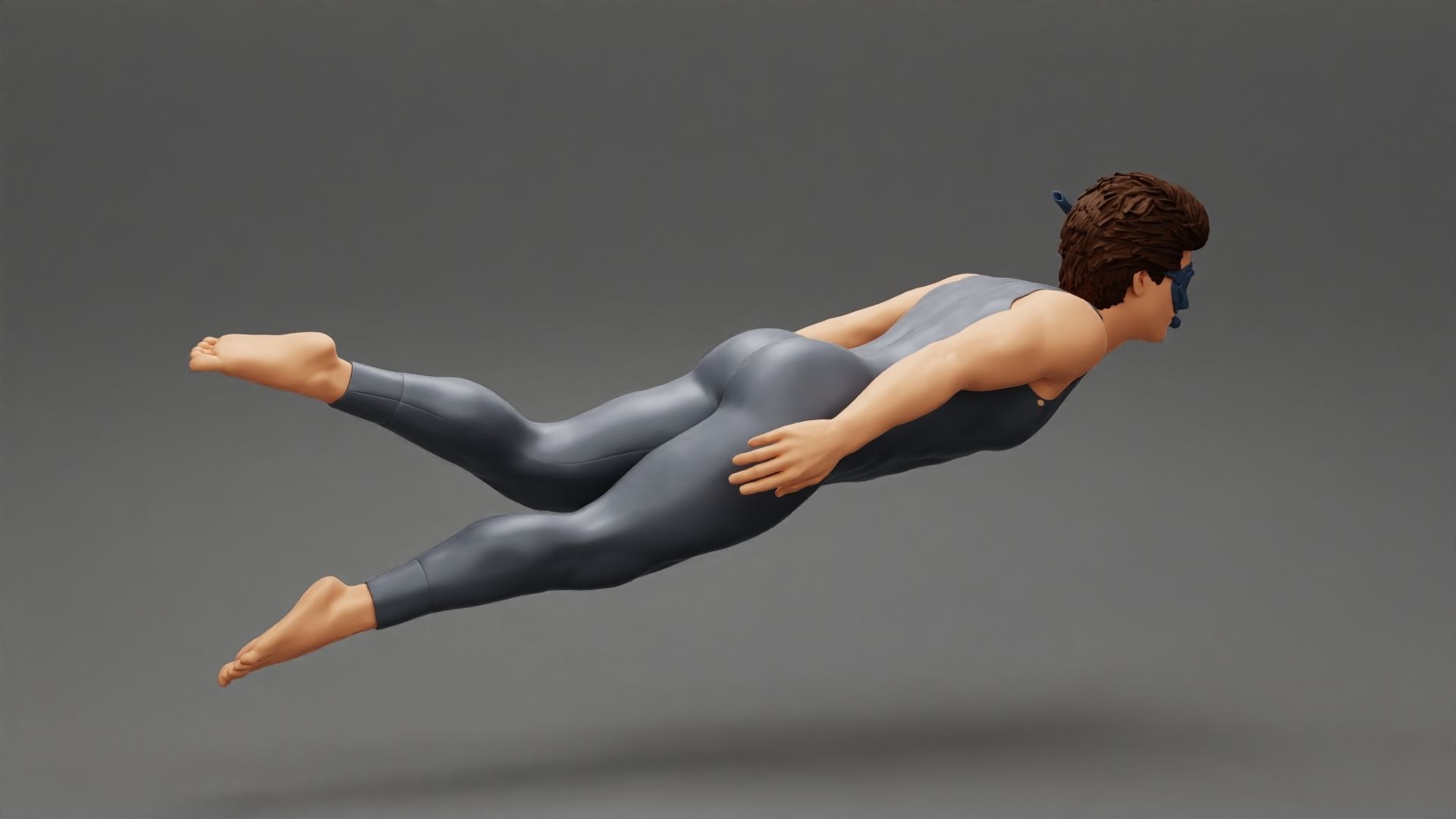 Man swimming underwater 3D print model_1