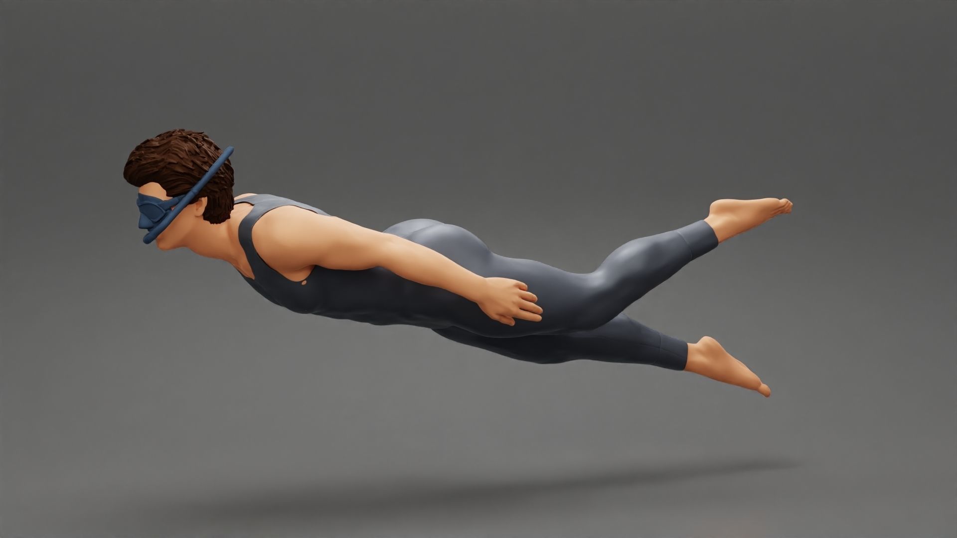 Man swimming underwater 3D print model_4