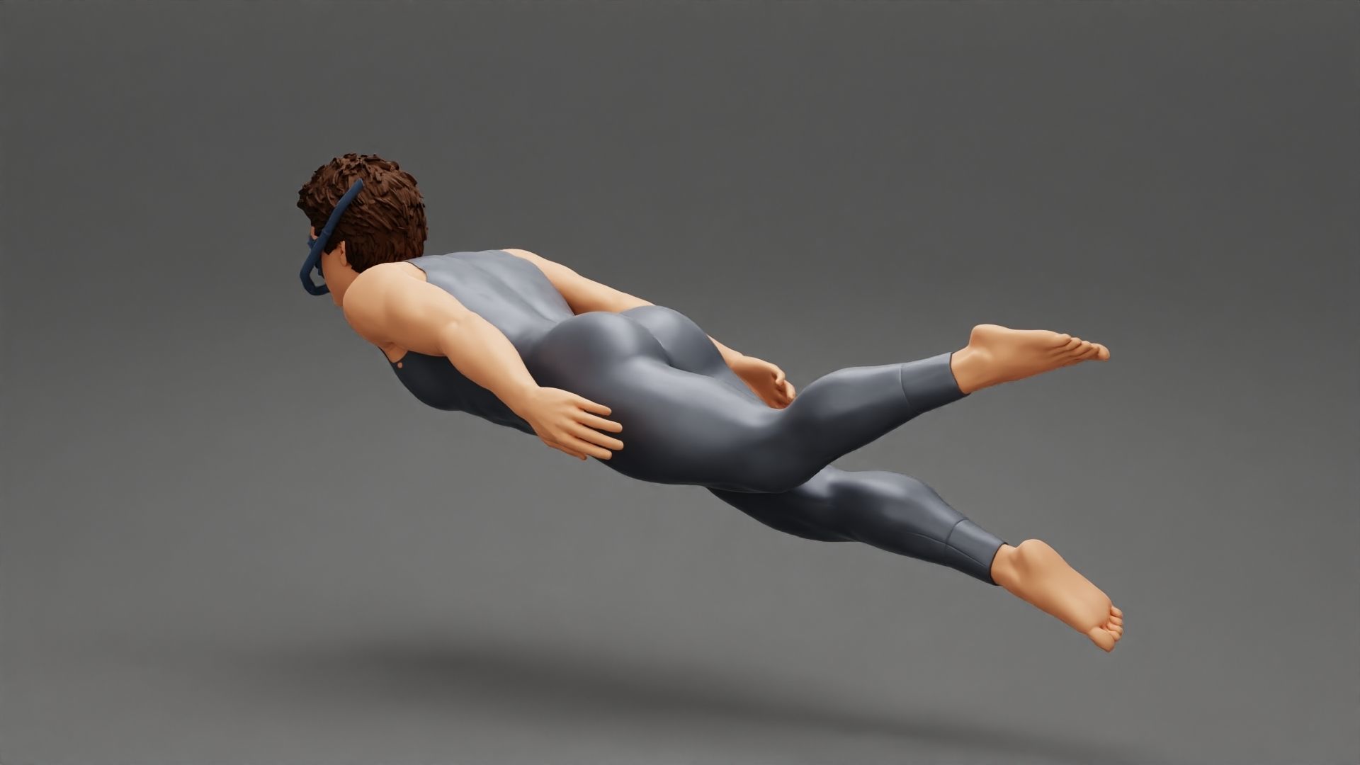 Man swimming underwater 3D print model_3