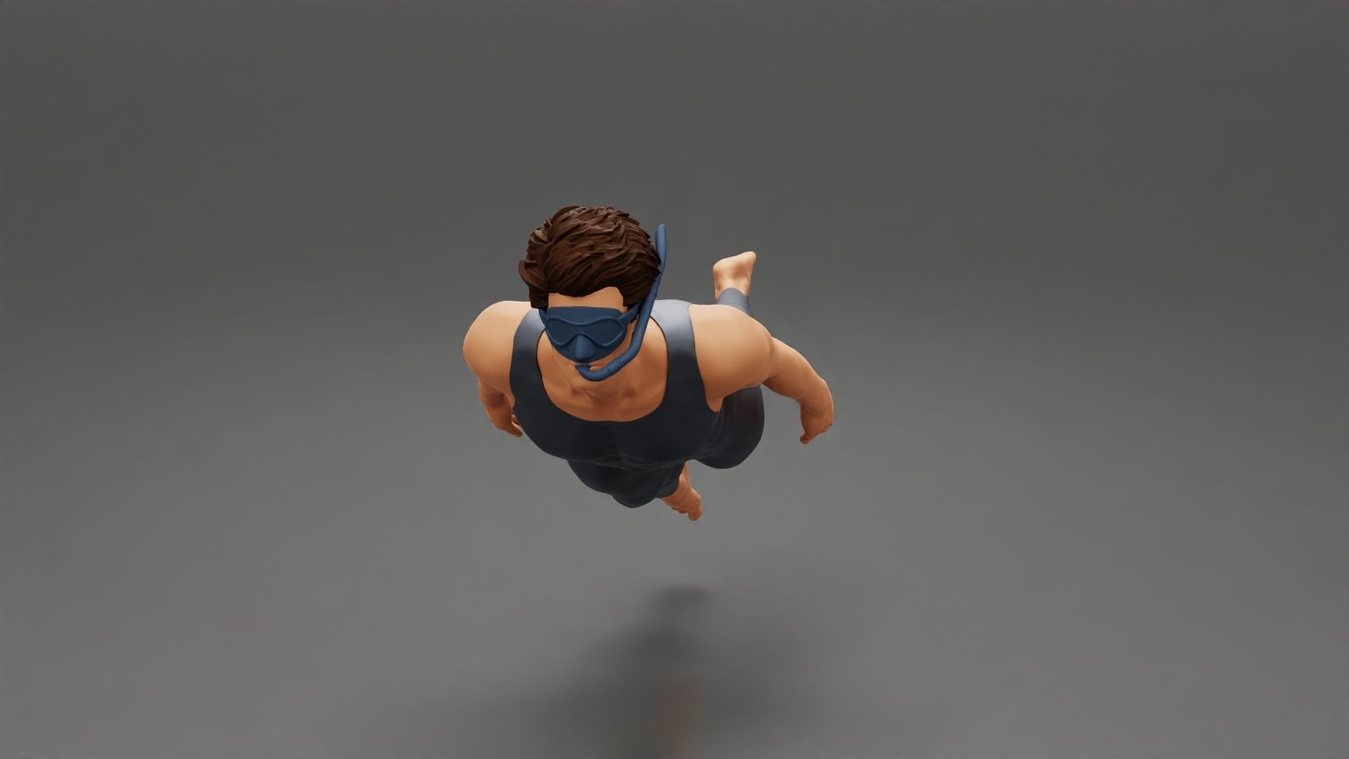 Man swimming underwater 3D print model_5