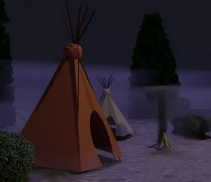 Indians teepee in desert Free low-poly 3D model_0