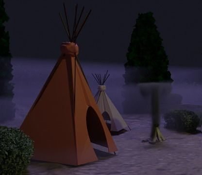 Indians teepee in desert Free low-poly 3D model
