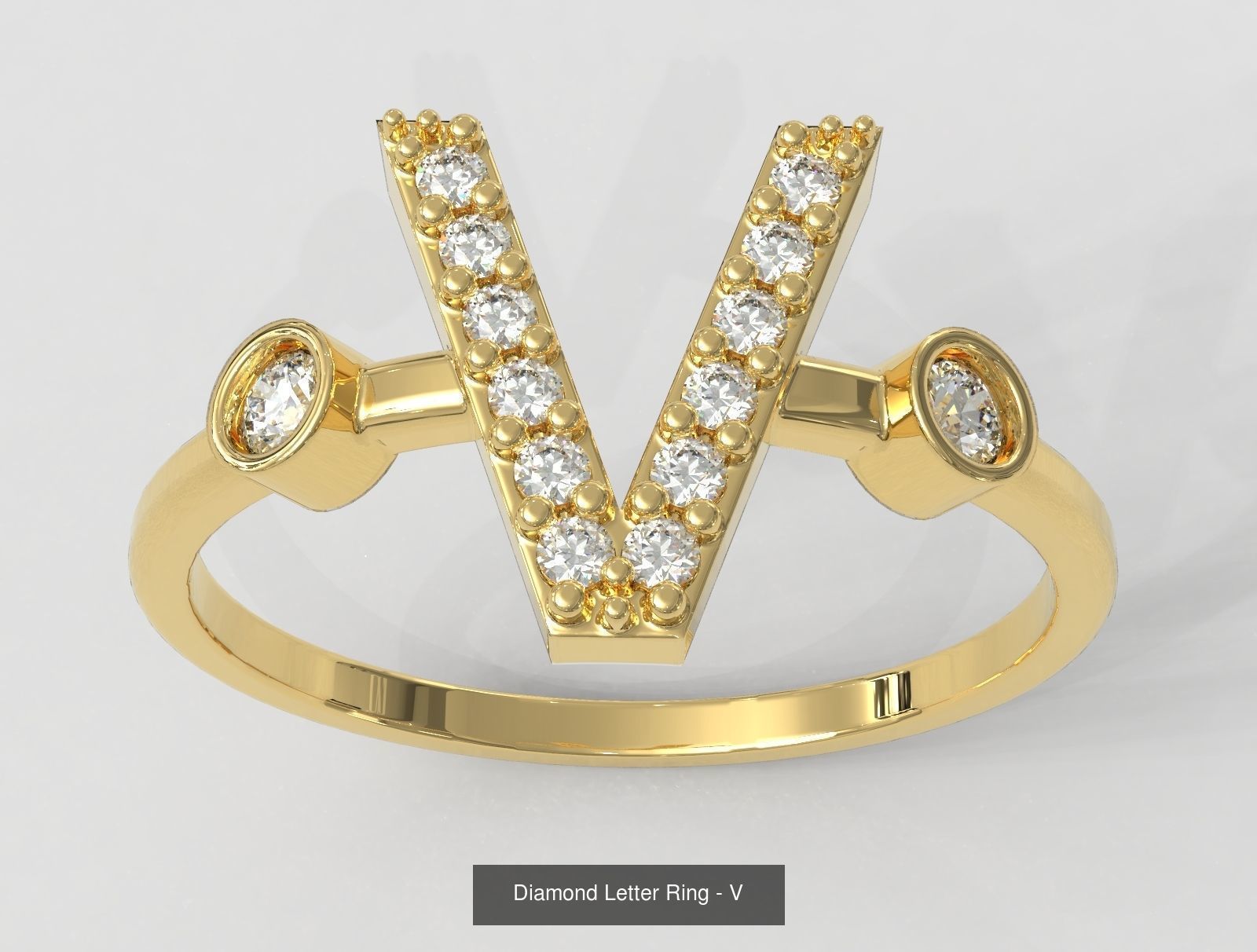 FULL SET - Diamond Ring Alphabet 3D Model Collection_30