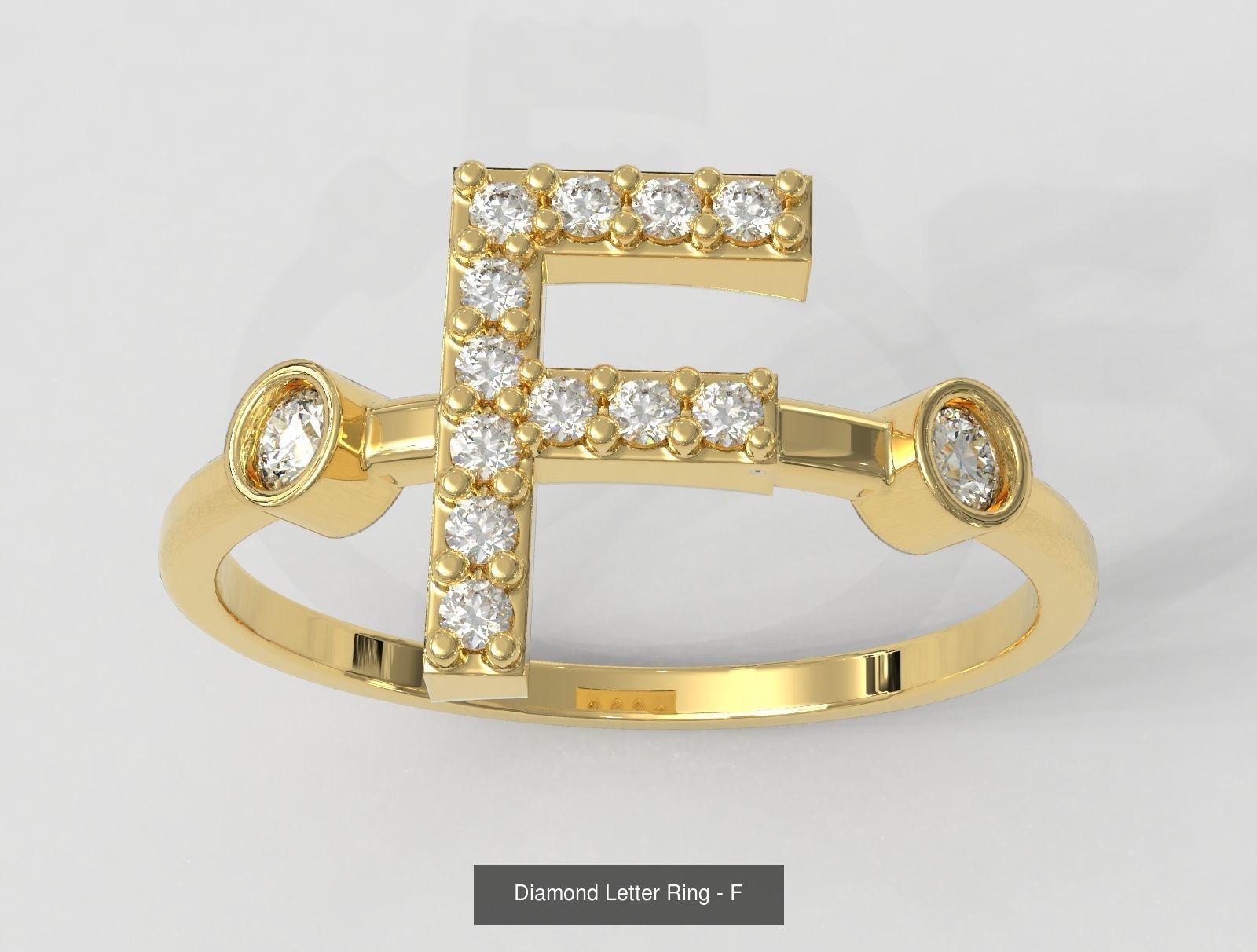 FULL SET - Diamond Ring Alphabet 3D Model Collection_14