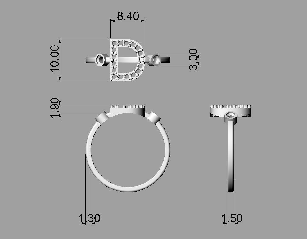 FULL SET - Diamond Ring Alphabet 3D Model Collection_39