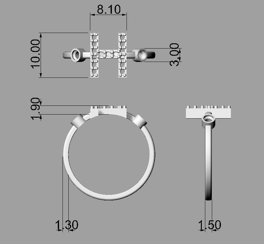 FULL SET - Diamond Ring Alphabet 3D Model Collection_43