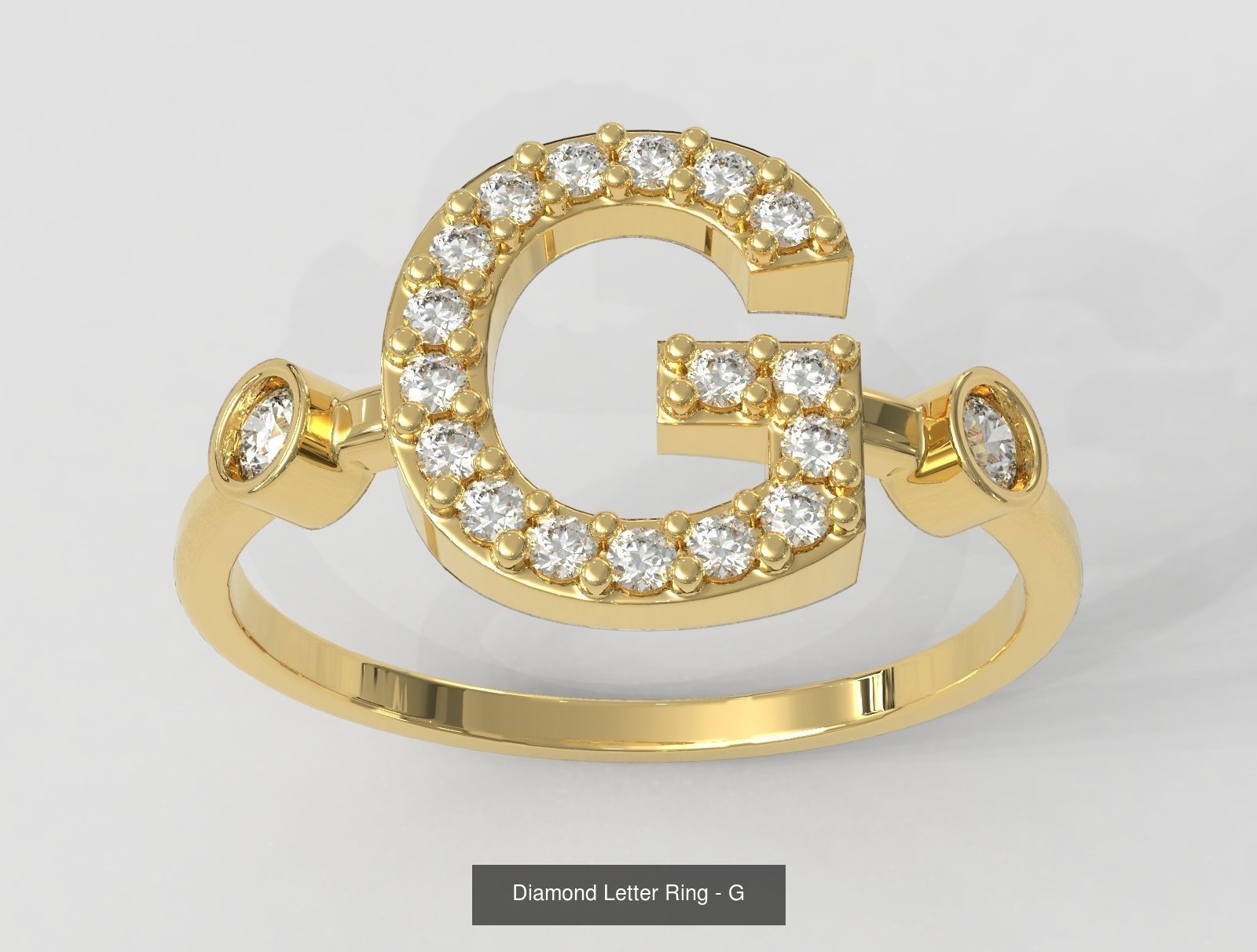 FULL SET - Diamond Ring Alphabet 3D Model Collection_15
