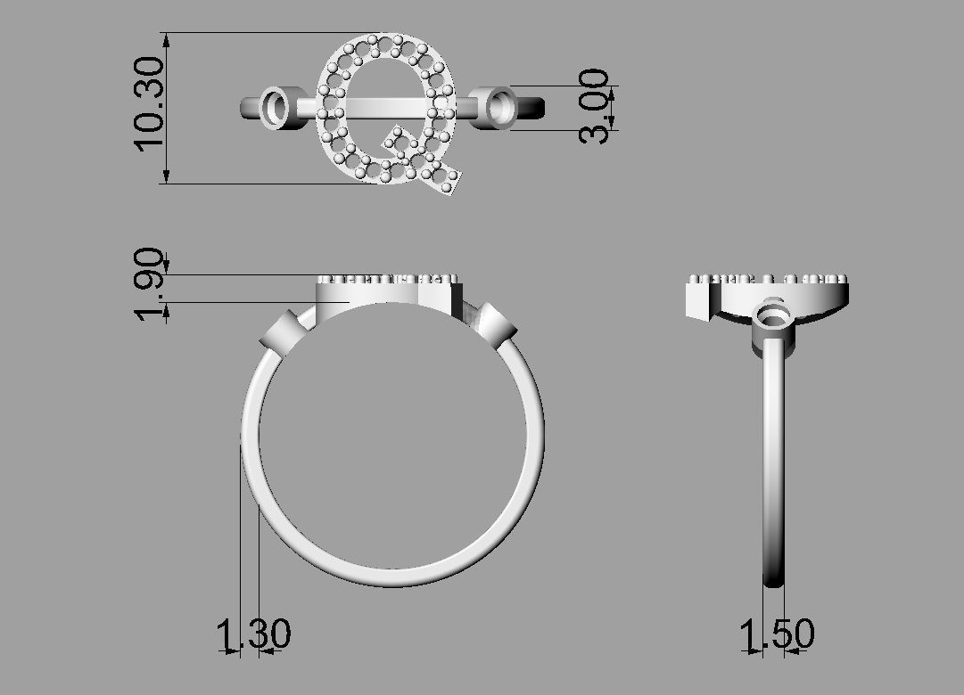 FULL SET - Diamond Ring Alphabet 3D Model Collection_52