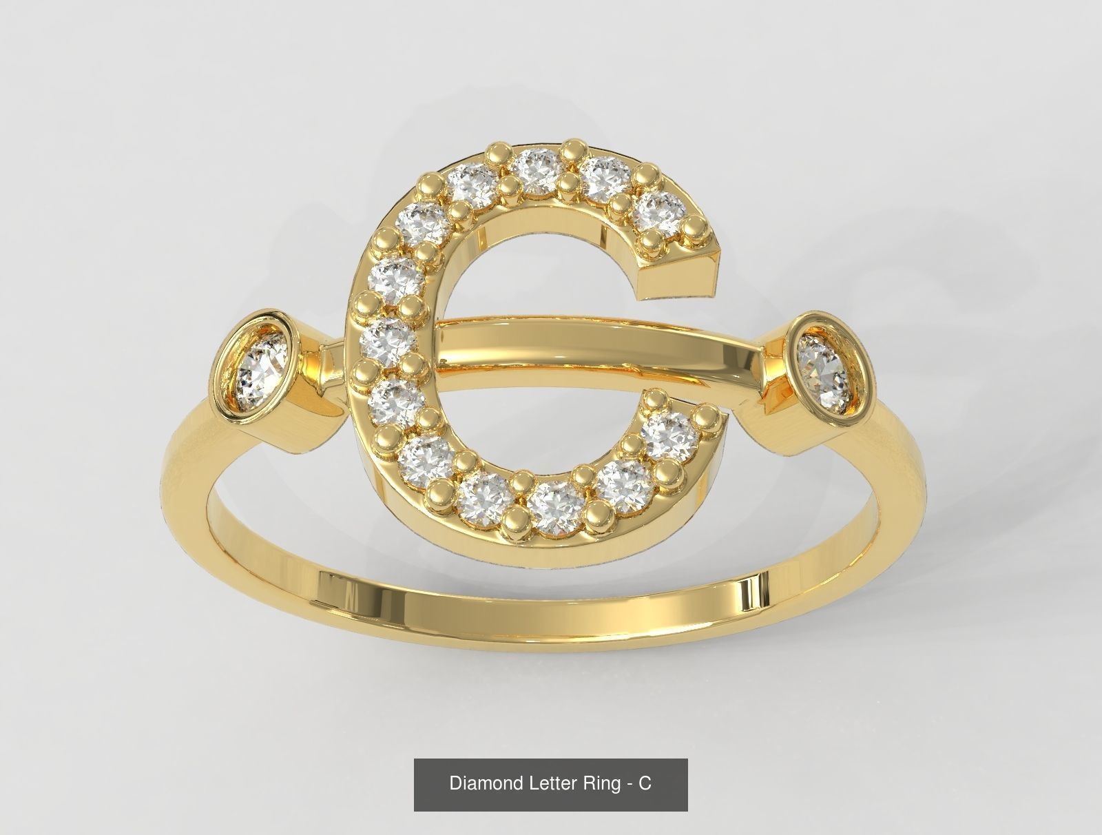 FULL SET - Diamond Ring Alphabet 3D Model Collection_11