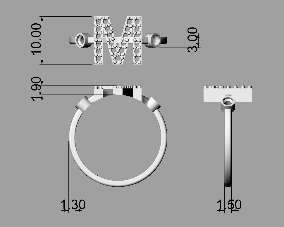 FULL SET - Diamond Ring Alphabet 3D Model Collection_48