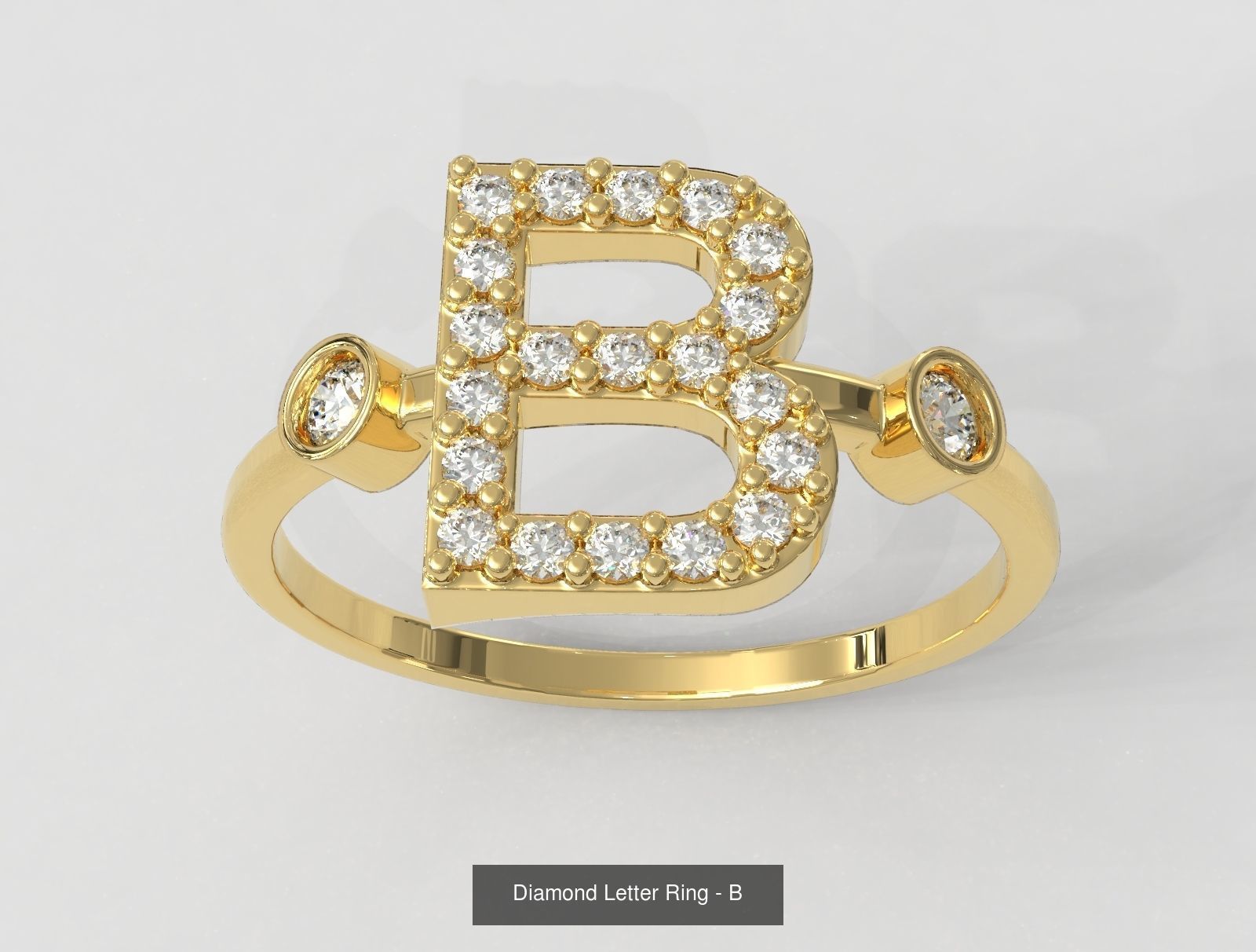 FULL SET - Diamond Ring Alphabet 3D Model Collection_10
