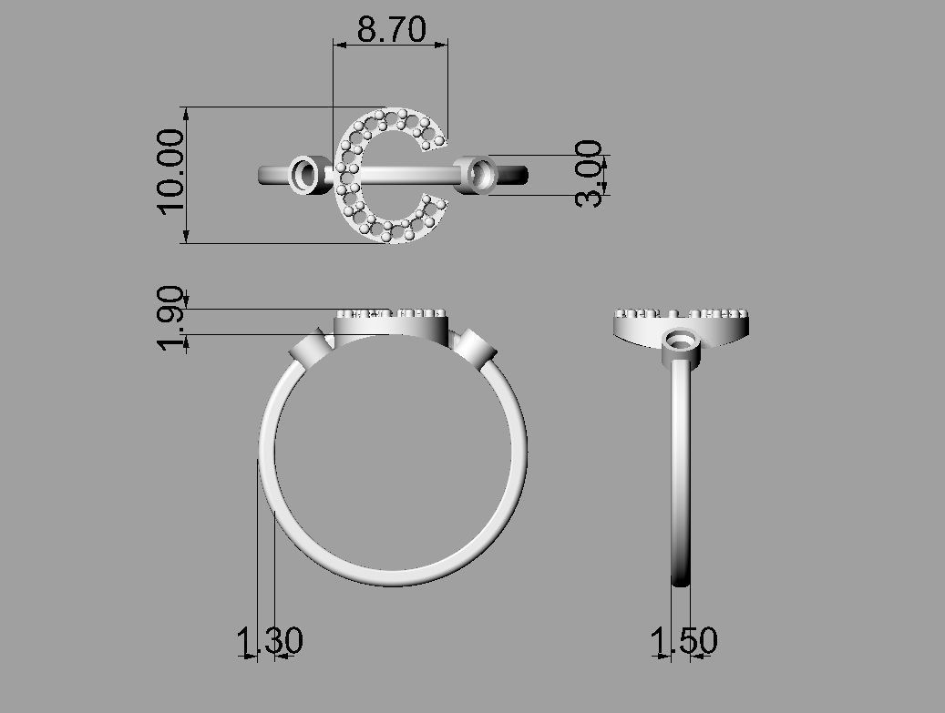 FULL SET - Diamond Ring Alphabet 3D Model Collection_38