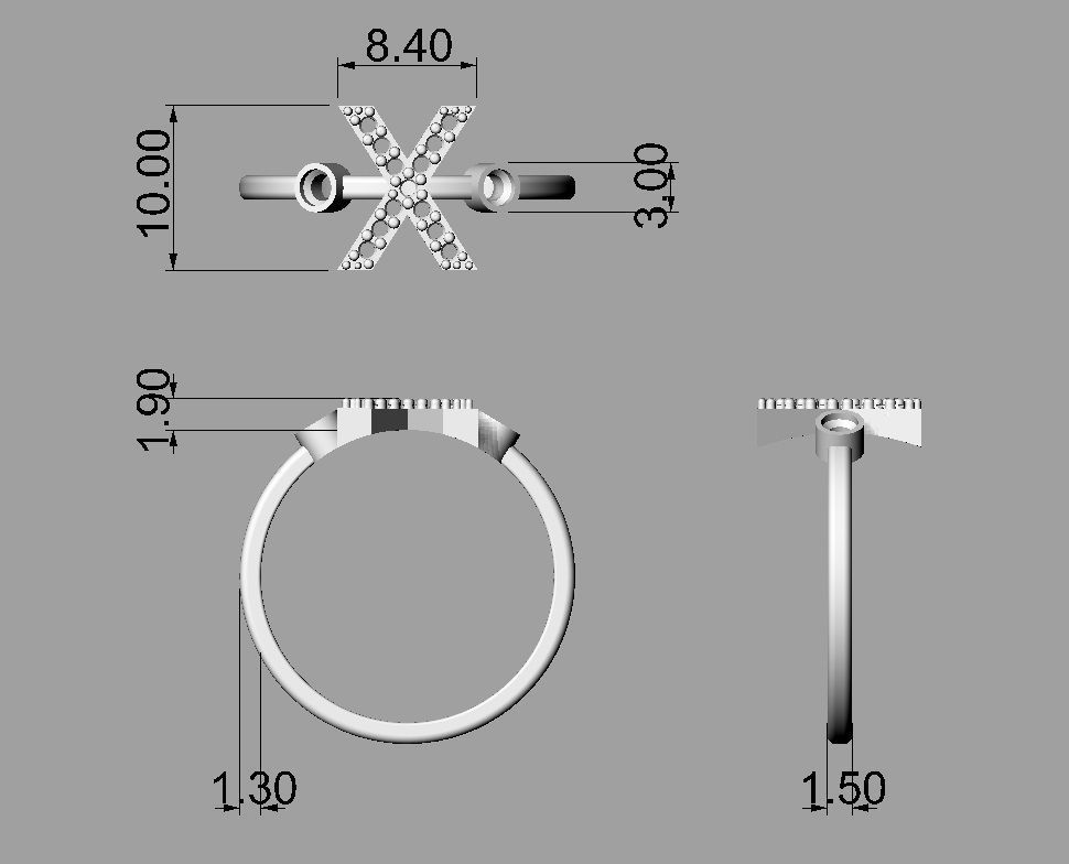 FULL SET - Diamond Ring Alphabet 3D Model Collection_59