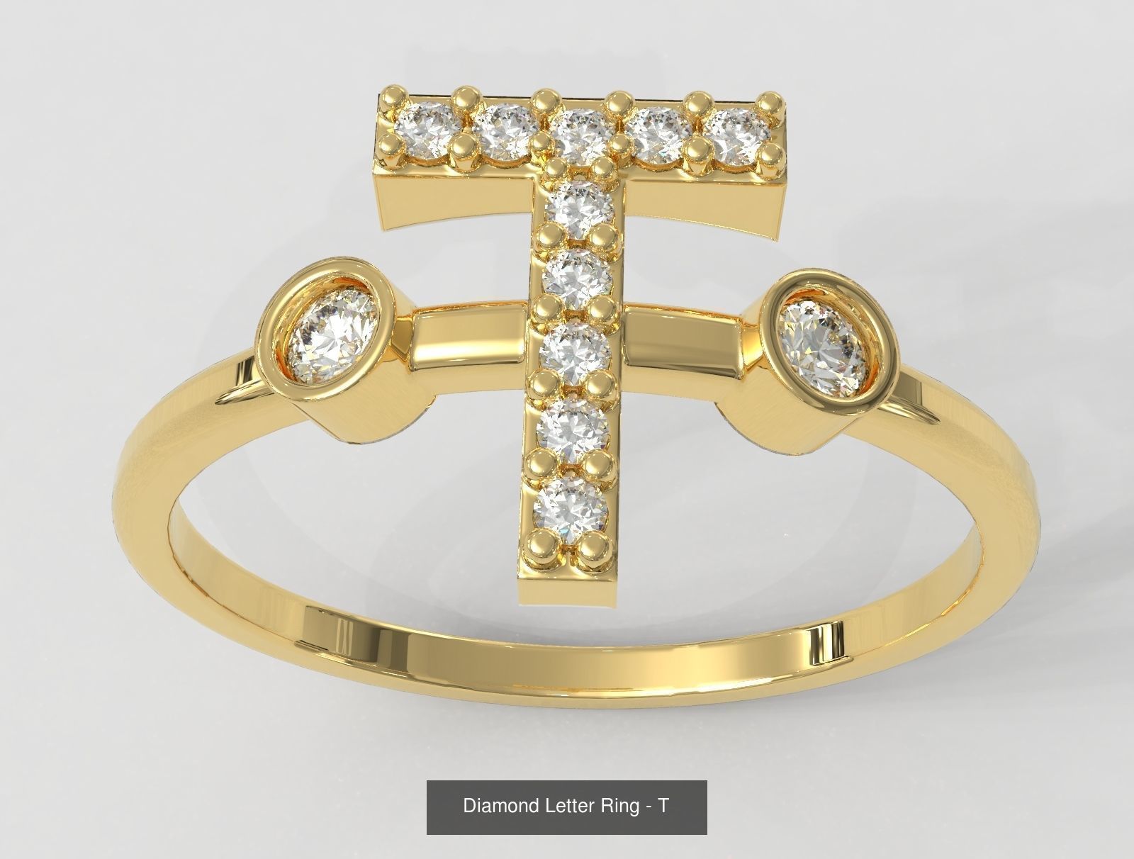 FULL SET - Diamond Ring Alphabet 3D Model Collection_28