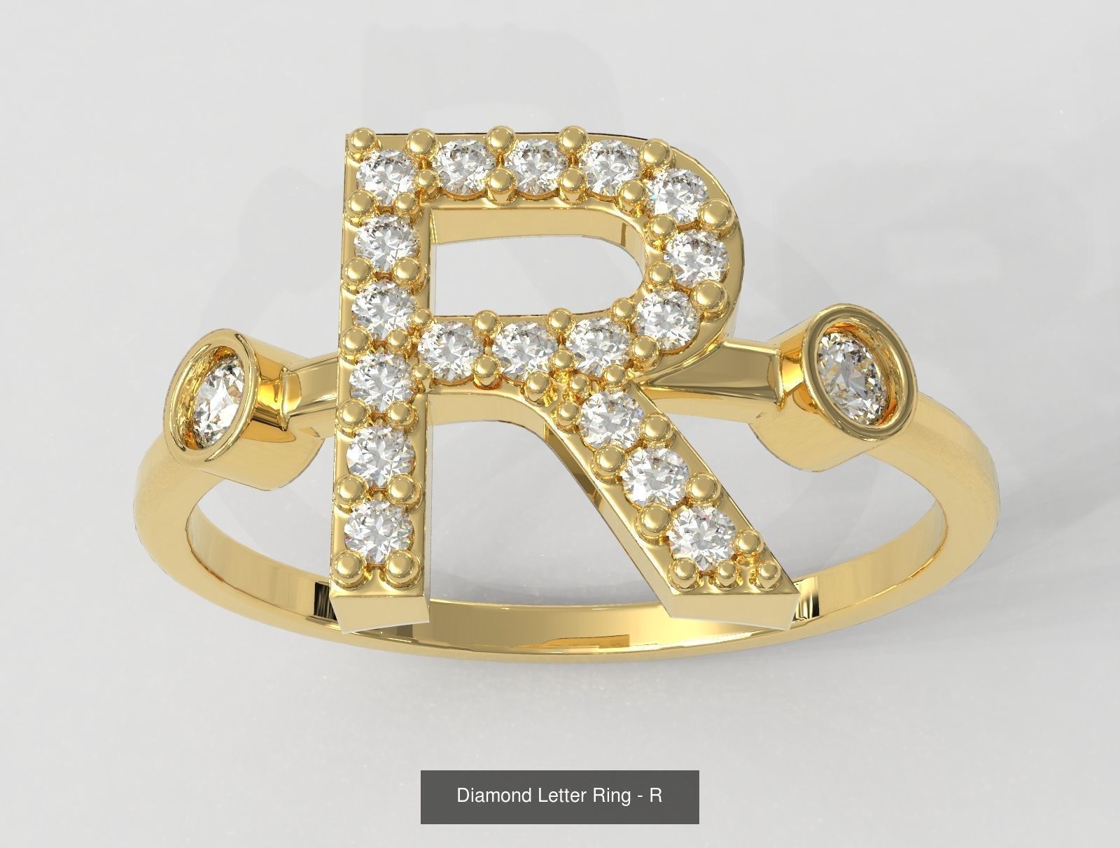 FULL SET - Diamond Ring Alphabet 3D Model Collection_26