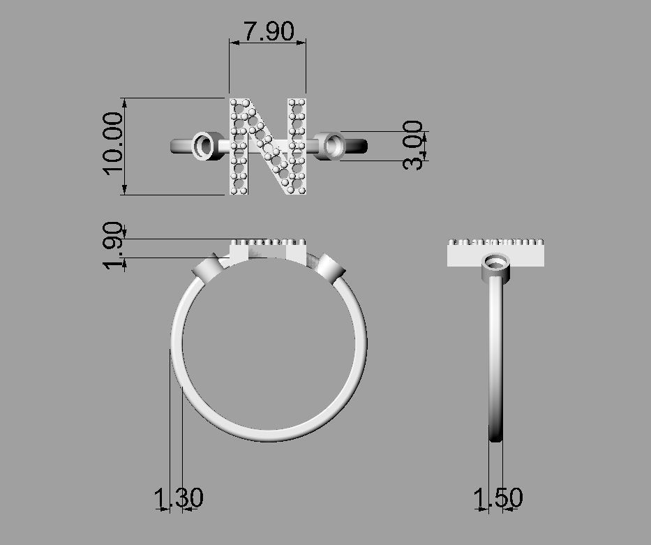 FULL SET - Diamond Ring Alphabet 3D Model Collection_49