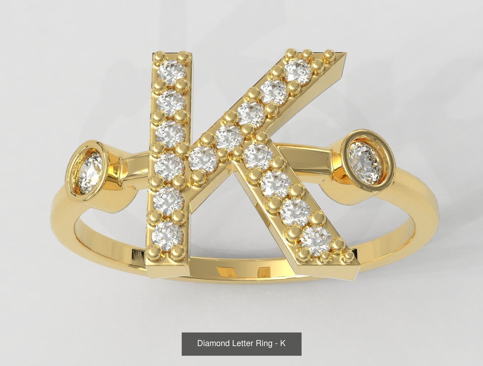 FULL SET - Diamond Ring Alphabet 3D Model Collection_19