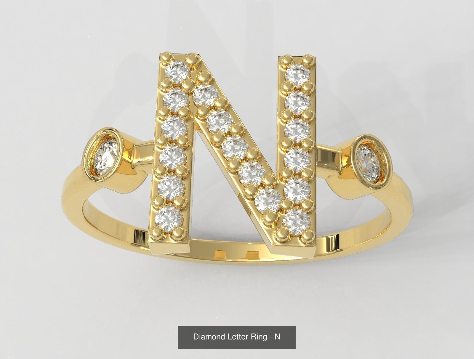 FULL SET - Diamond Ring Alphabet 3D Model Collection_22