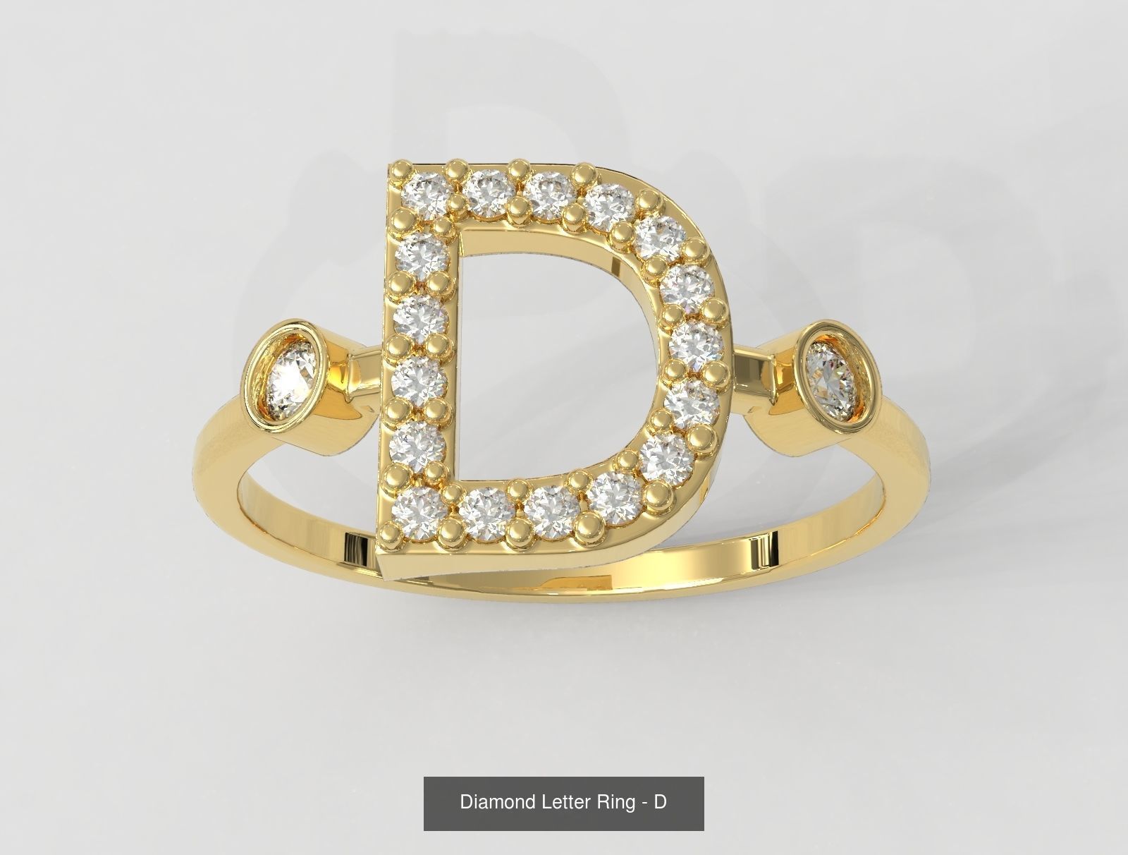 FULL SET - Diamond Ring Alphabet 3D Model Collection_12