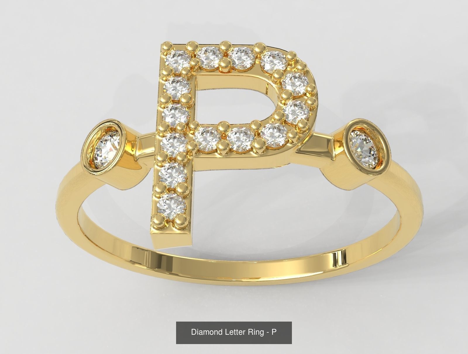 FULL SET - Diamond Ring Alphabet 3D Model Collection_24
