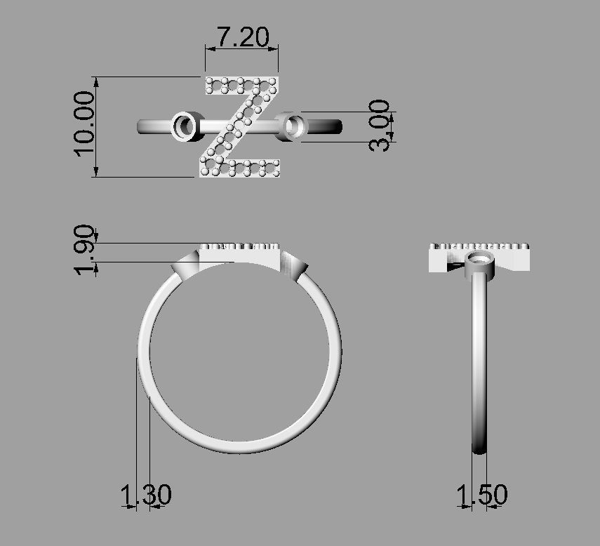 FULL SET - Diamond Ring Alphabet 3D Model Collection_61