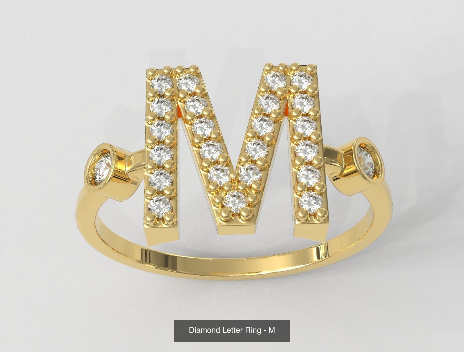 FULL SET - Diamond Ring Alphabet 3D Model Collection_21