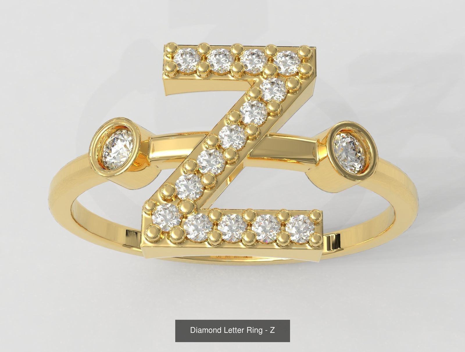 FULL SET - Diamond Ring Alphabet 3D Model Collection_34
