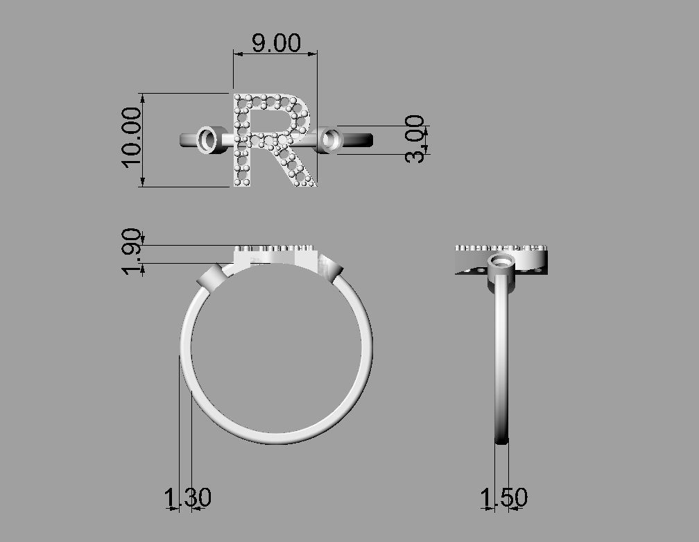 FULL SET - Diamond Ring Alphabet 3D Model Collection_53