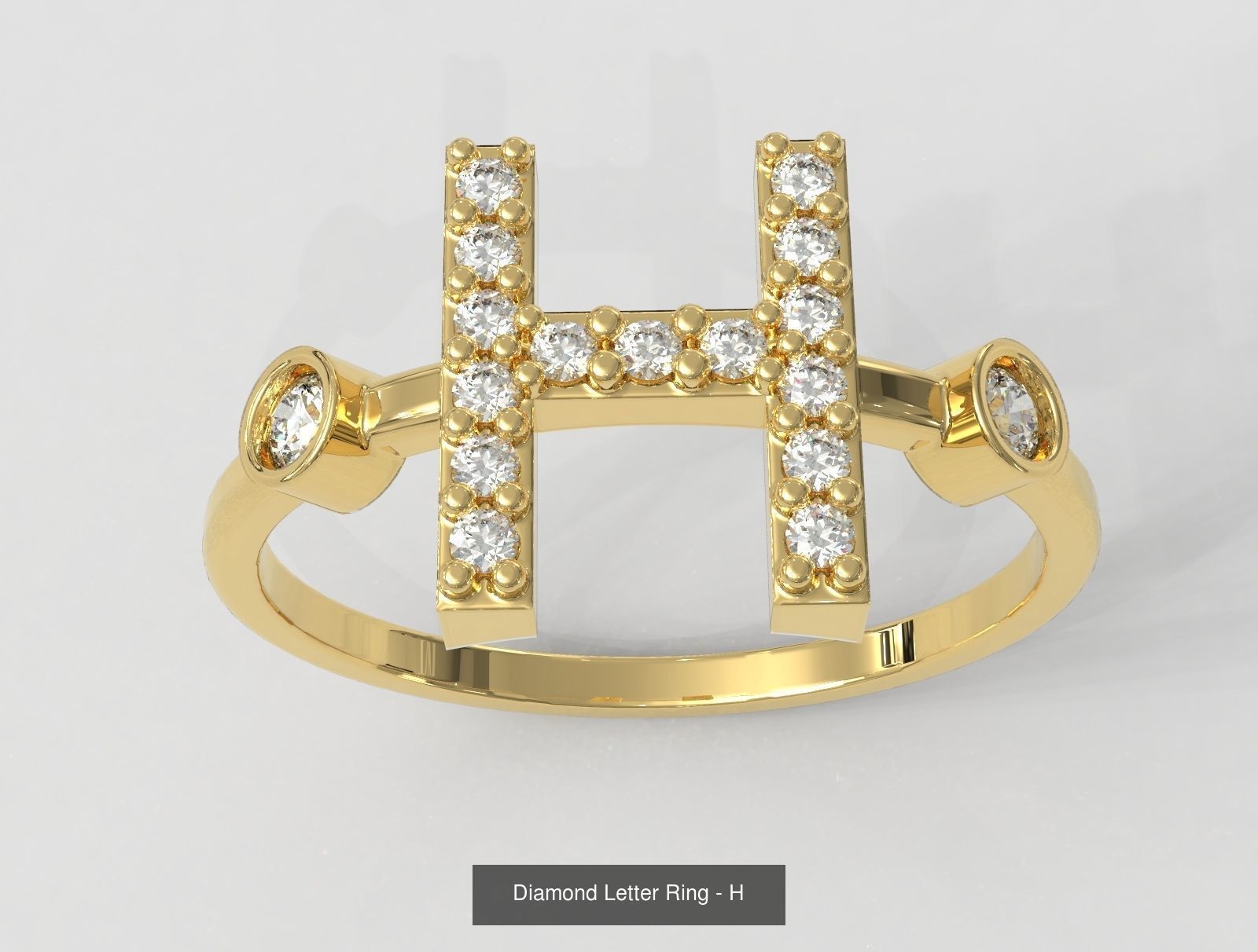 FULL SET - Diamond Ring Alphabet 3D Model Collection_16