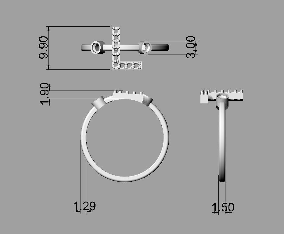 FULL SET - Diamond Ring Alphabet 3D Model Collection_47