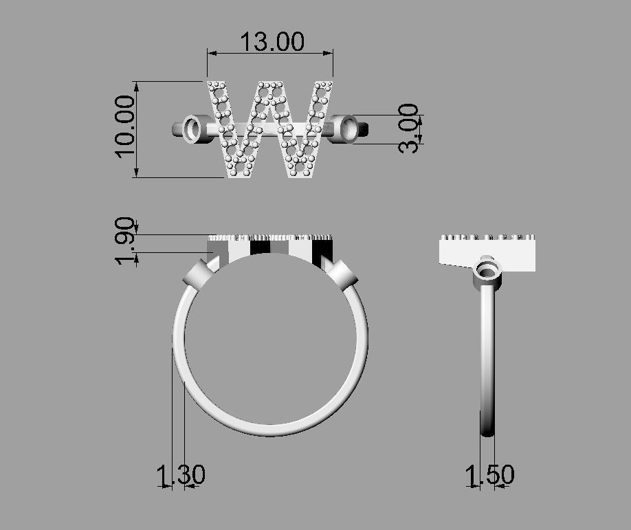 FULL SET - Diamond Ring Alphabet 3D Model Collection_58
