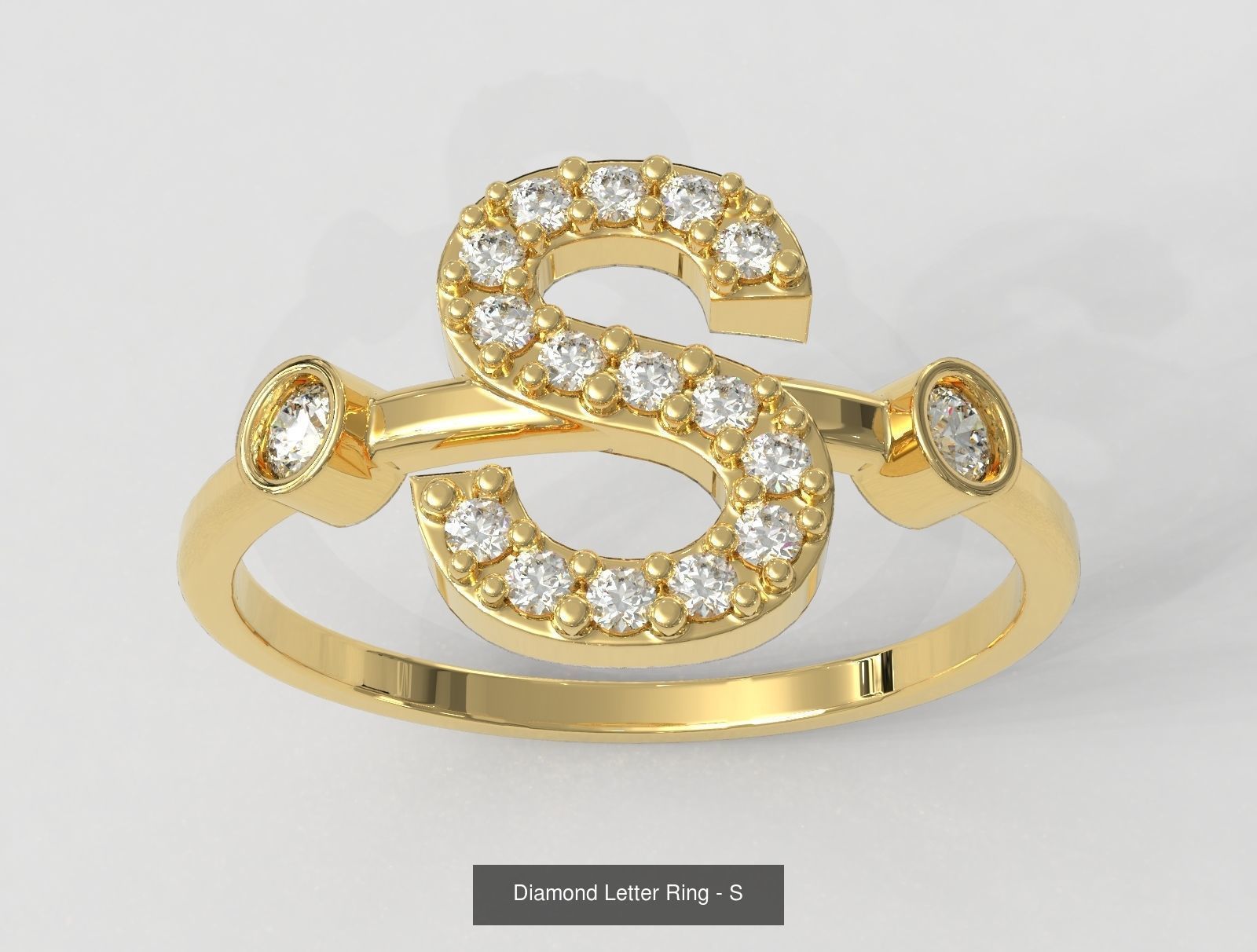 FULL SET - Diamond Ring Alphabet 3D Model Collection_27