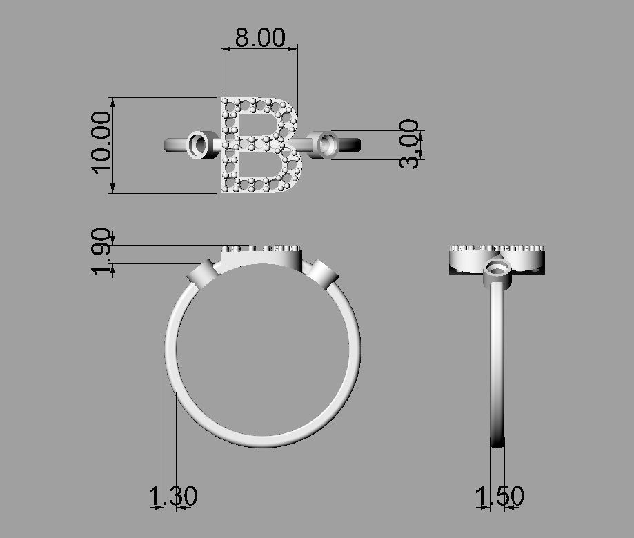 FULL SET - Diamond Ring Alphabet 3D Model Collection_37
