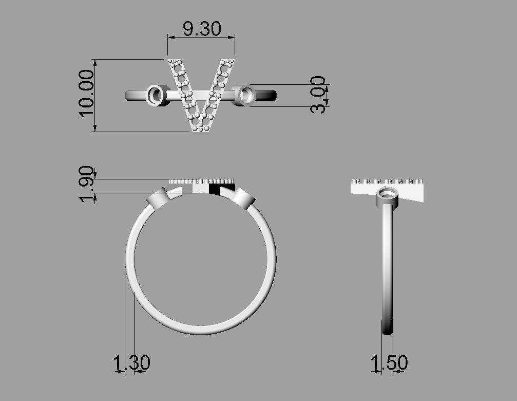 FULL SET - Diamond Ring Alphabet 3D Model Collection_57